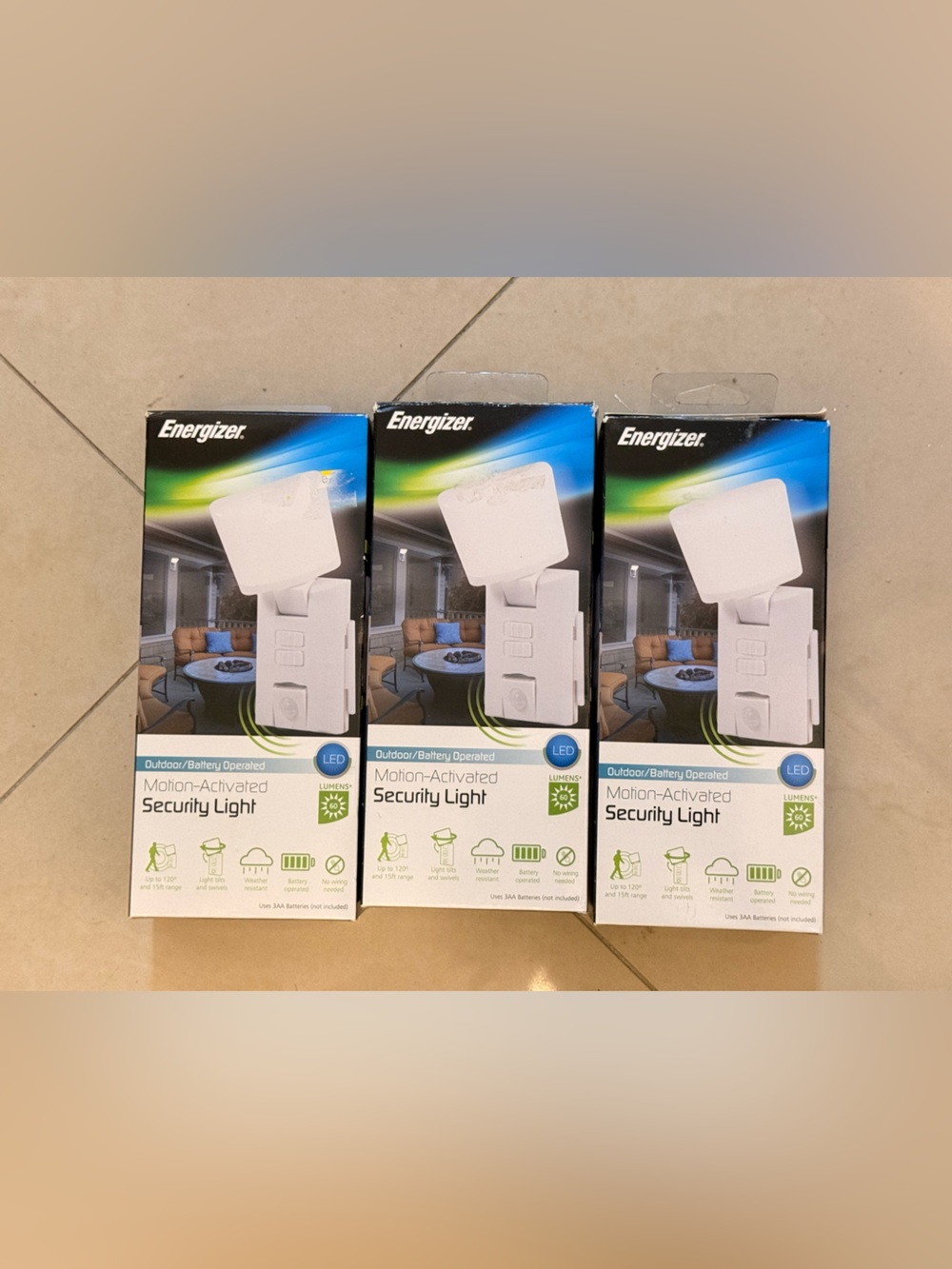 Energizer Motion-Activated Security LED Light - White (Set of 3)